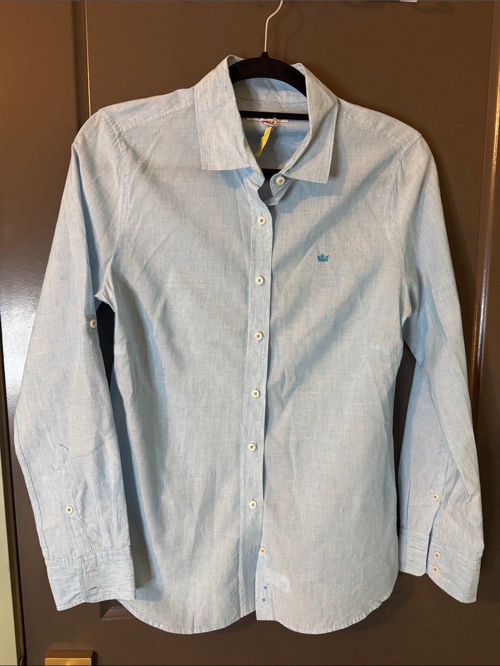 Peter Millar Light Blue Women's Button-Down Shirt - cotton/linen blend - like ne